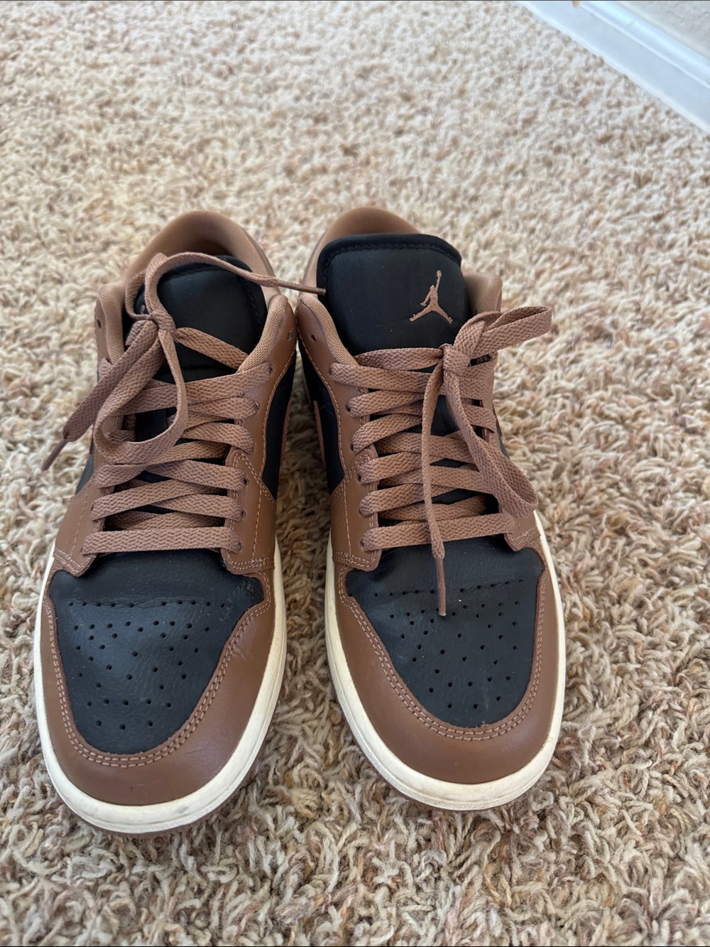 Jordan Low Top Sneakers in Brown and Black with Cream Sole